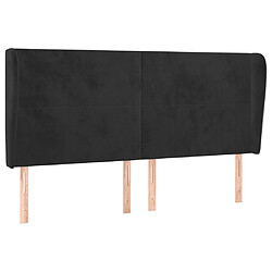 vidaXL Tête de lit avec oreilles Noir 183x23x118/128 cm Velours