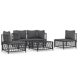 vidaXL Salon de jardin avec coussins 5 pcs anthracite acier