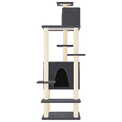 Helloshop26 Arbre à chat meuble tour grimper jouet grattage grattoir escalade plateforme avec griffoirs en sisal foncé 154 cm gris 02_0022673