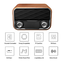 Universal Rétro Radio Boardonf Bluetooth Haut-Parleur Portable extérieur Subwoofer Dual Haut-parleurs Sous -woofer FM Radio TF Card Aux U Disk Music | Enceintes de bibliothèque (bois sombre)