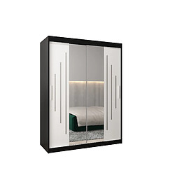 Abiks Meble Armoire YORK 1 À Portes Coulissantes 200/150/62 2 Portes (Noir/Blanc)