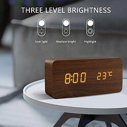 Avis Universal Réveil LED Montre en bois Tableau Contrôle vocal Sciure de bois numérique USB/AAA Puissance Horloge de bureau électronique (bambou et bois)