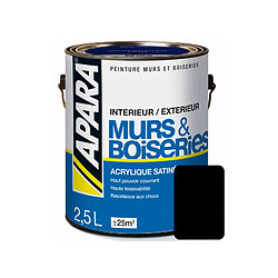 Apara Peinture intérieure couleur, acrylique satinée-2.5 litres-Noir