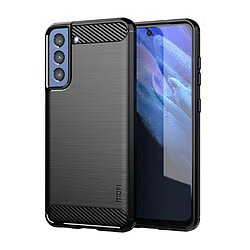 Mofi Coque en TPU Conception en fibre de carbone brossée bien protégée Flexible noir pour votre Samsung Galaxy S21 FE