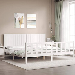 Avis Maison Chic Lit adulte - Cadre Structure de lit avec tête de lit Contemporain blanc 200x200 cm bois massif -MN47439