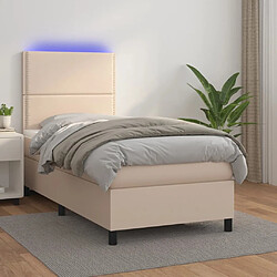 vidaXL Sommier à lattes de lit avec matelas et LED Cappuccino 90x190cm