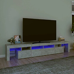 Maison Chic Meuble TV avec lumières LED, Banc TV pour salon, Meuble de rangement Gris béton 230x36,5x40 cm -GKD52449