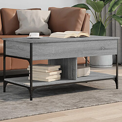 ComfortXL Table Basse Sonoma Gris 100x50x50 Cm Bois D'ingénierie Et Métal