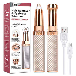 Chrono Tondeuse à sourcils et épilation du visage pour femme, rasoir à sourcils 2 en 1 et rasoir à cheveux indolore rechargeable (or rose)