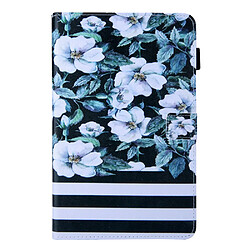 Etui en PU texture croisée avec support et porte-carte Fleur de poirier pour votre Samsung Galaxy Tab A8 10.5 2021 SM-X200/X205