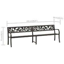 Helloshop26 Banc de jardin meuble de patio d'extérieur terrasse double de jardin 246 cm noir acier 02_0011828 pas cher