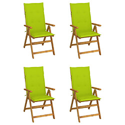 vidaXL Chaises inclinables de jardin lot de 4 et coussins Bois acacia