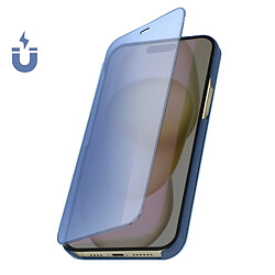 Avizar Étui Clear View pour iPhone 15 Clapet Miroir Fonction Support Bleu pas cher