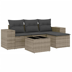 Maison Chic Salon de jardin 5 pcs avec coussins | Ensemble de Table et chaises | Mobilier d'Extérieur gris résine tressée -GKD15660