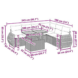 Acheter vidaXL Salon de jardin avec coussins 7 pcs beige résine tressée