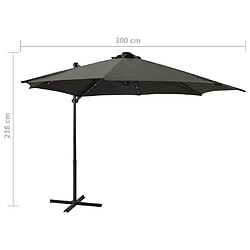 vidaXL Parasol de jardin en porte-à-faux avec mât et lumières LED pas cher