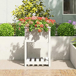 Avis Maison Chic Jardinière,Bac à fleurs - pot de fleur avec étagère Blanc 54x54x81 cm Bois massif de pin -GKD25256