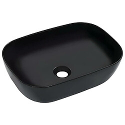 Vente-Unique Lavabo lave-mains vasque à poser monter salle de bain intérieur salle d'eau cabine de toilette maison 45,5 x 32 cm céramique noir 02_0002625