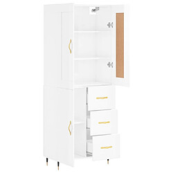 Avis vidaXL Buffet haut Blanc brillant 69,5x34x180 cm Bois d'ingénierie