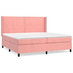 vidaXL Sommier à lattes de lit avec matelas Rose 200x200 cm Velours