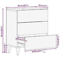 vidaXL Table de chevet 50x33x60 cm bois de manguier massif pas cher