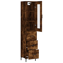 Avis vidaXL Buffet haut Chêne fumé 34,5x34x180 cm Bois d'ingénierie