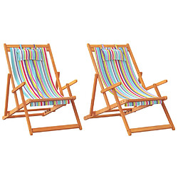 vidaXL Chaises de plage pliables lot de 2 multicolore tissu