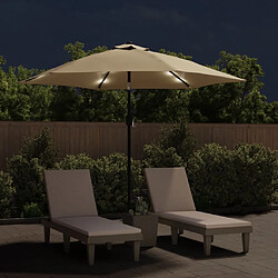 Maison Chic Parasol Jardin | Parasol d'extérieur avec LED et mat en acier 300 cm Taupe - GKD77064