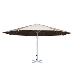 Decoshop26 Parasol pour restauration Ø 5m mât polyester/aluminium blanc 28kg crème-beige sans pied 04_0003856