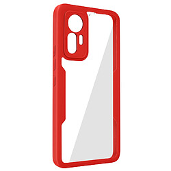 Avizar Coque pour Xiaomi 12 Lite Antichoc Dos Plexiglas et Avant Polymère Contour Rouge