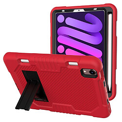 Coque en TPU + silicone avec béquille, couleur contrastée rouge/noir pour votre Apple iPad mini (2021)