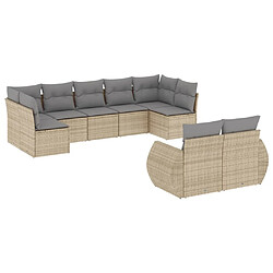 Maison Chic Salon de jardin avec coussins 9 pcs | Ensemble de Table et chaises | Mobilier d'Extérieur beige résine tressée -GKD85534