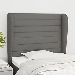 Maison Chic Tête de lit scandinave avec oreilles,meuble de chambre Gris foncé 83x23x118/128 cm Tissu -MN57515