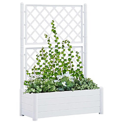 Maison Chic Jardinière,Bac à fleurs avec treillis - pot de fleur 100x43x142 cm PP Blanc -GKD68256