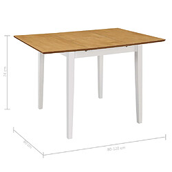 vidaXL Table à manger extensible Blanc (80-120)x80x74 cm MDF pas cher