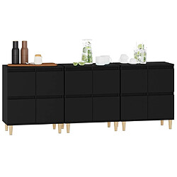 Avis vidaXL Buffets 3 pcs noir 60x35x70 cm bois d'ingénierie