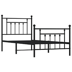 Maison Chic Lit adulte - Lit simple Cadre de lit métal avec tête de lit/pied de lit,Structure du lit Contemporain pour chambre noir 90x200 cm -MN30432 pas cher