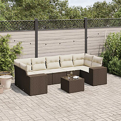 vidaXL Salon de jardin 8 pcs avec coussins marron résine tressée