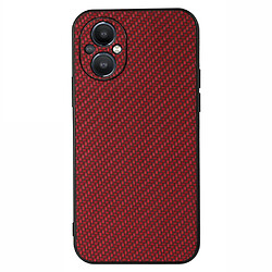 Coque en TPU + PU anti-scratch, texture en fibre de carbone, rouge pour votre OnePlus Nord N20 5G