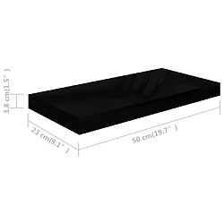 vidaXL Étagère murale flottante 4 pcs Noir brillant 50x23x3,8 cm MDF pas cher