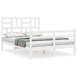 Maison Chic Lit adulte - Cadre Structure de lit avec tête de lit Contemporain blanc 120x200 cm bois massif -MN34804