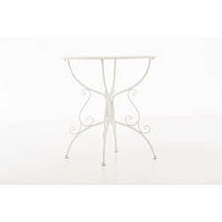 Decoshop26 Table de jardin en fer forgé diamètre Ø 70 cm blanc MDJ10044