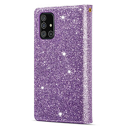 Etui en PU sculpture au laser de style étoilé scintillant violet pour votre Samsung Galaxy A51 SM-A515