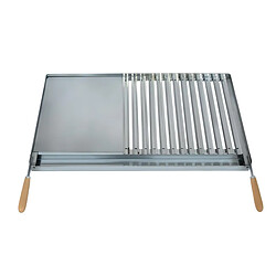 Avis Visiodirect Support Barbecue avec grille et récupérateur de graisse en Inox coloris Gris - 50 x 41 x 42 cm