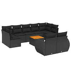 Maison Chic Salon de jardin 10 pcs avec coussins, Ensemble Tables et chaises d'extérieur noir résine tressée -GKD294941