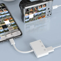 Avizar Adaptateur iPhone / iPad Lightning vers 2 USB et Lightning Charge Compact Blanc pas cher