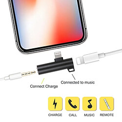 Acheter Wewoo Adaptateur 2 en 1 forme de rotule Lightning 8 broches + audio charge mâle 3,5 mm à Lightning 8 broches (noir)