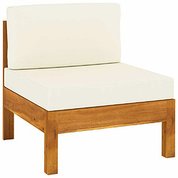 Maison Chic Salon de jardin 7 pcs + coussins - Mobilier/Meubles de jardin - Table et chaises d'extérieur blanc crème Bois d'acacia -MN59249 pas cher