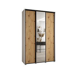 Abiks Meble Armoire à portes coulissantes Davos 3 235.2 x 160 x 60 3 portes coulissante (Blanc/Chêne artisan/Noir)