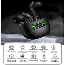 Acheter Chrono Écouteur Bluetooth Chronus J3pro, version Bluetooth 5.2, écran LED, Smart Touch, charge rapide de type C, réduction du bruit hybride, basses lourdes, étanche en profondeur(noir)